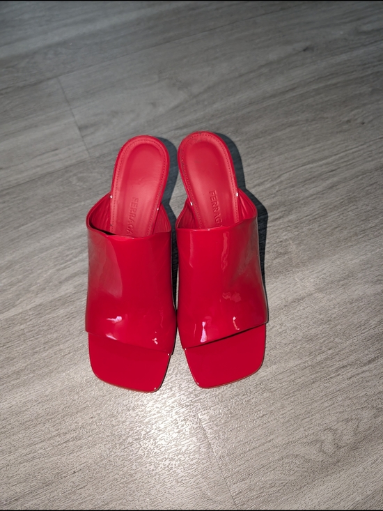 Salvatore Ferragamo Shoes - Red Era Patent Leather Mule Sandal- Ferragamo